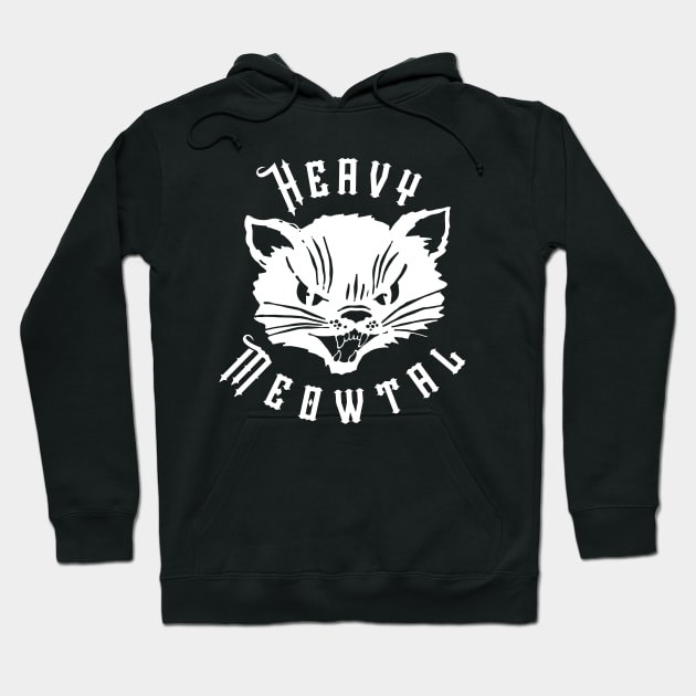 Heavy Meowtal Cat Heavy Metal Logo Hoodie by NeuroChaos